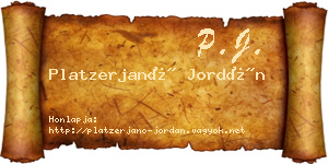 Platzerjanó Jordán névjegykártya